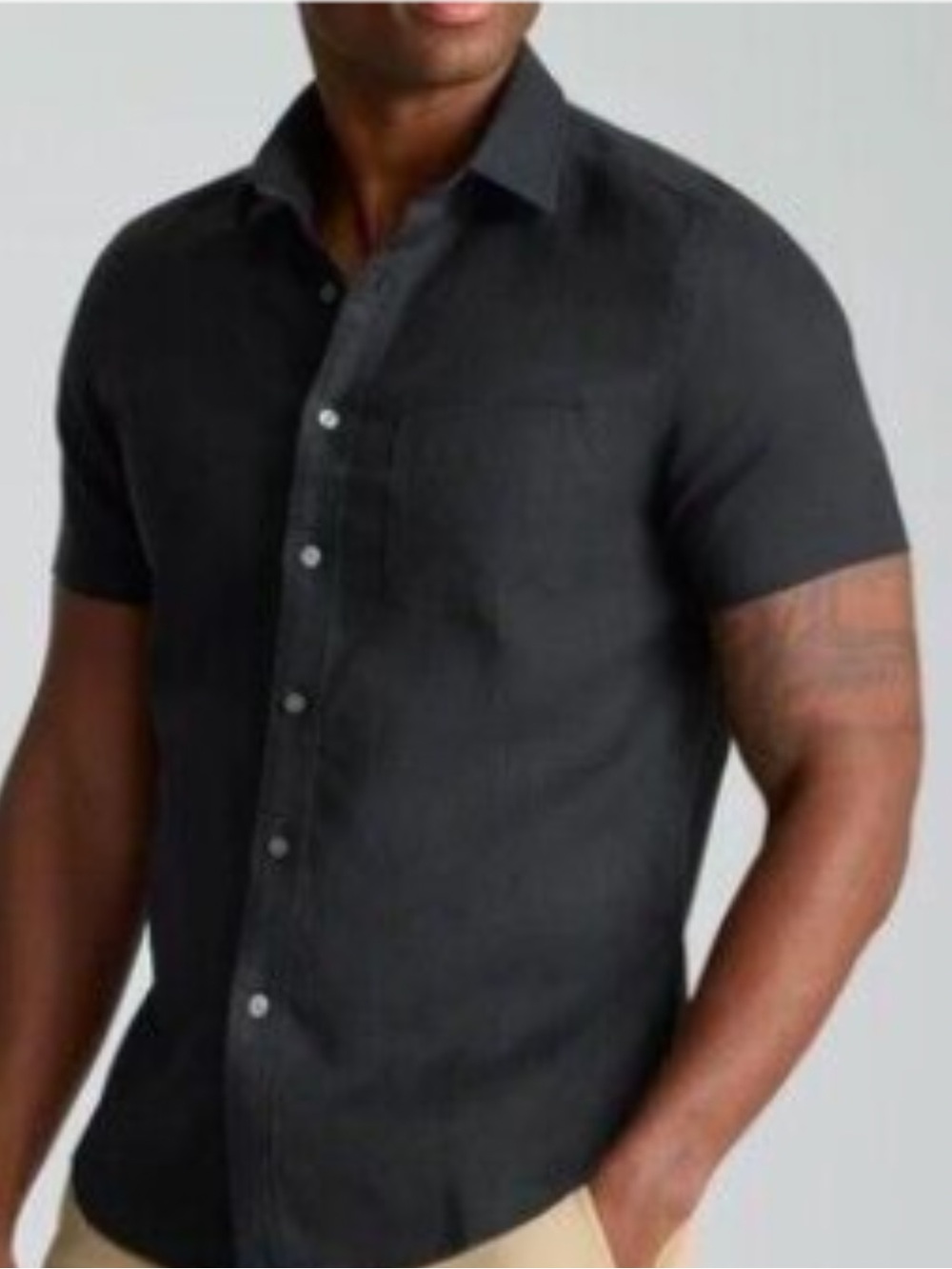 UNTUCKit Cameron Black 100% Linen Short Sleeve Shirt Relaxed Fit Mens XL WR